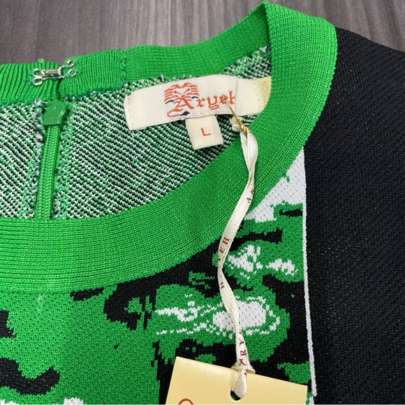 Aryel bodycon bandage dress NWT - green/black/white - Picture 3 of 3